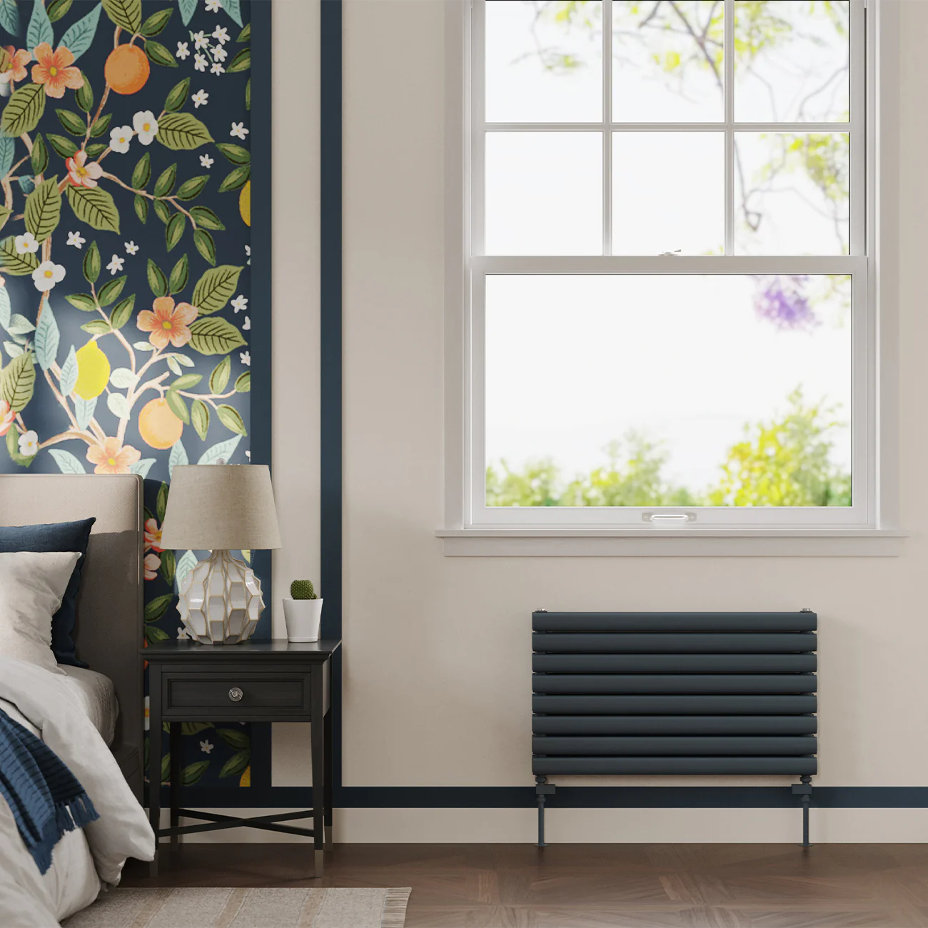 Omeara Axis - Anthracite Horizontal Radiator H464mm x W800mm Double Panel - Image 2