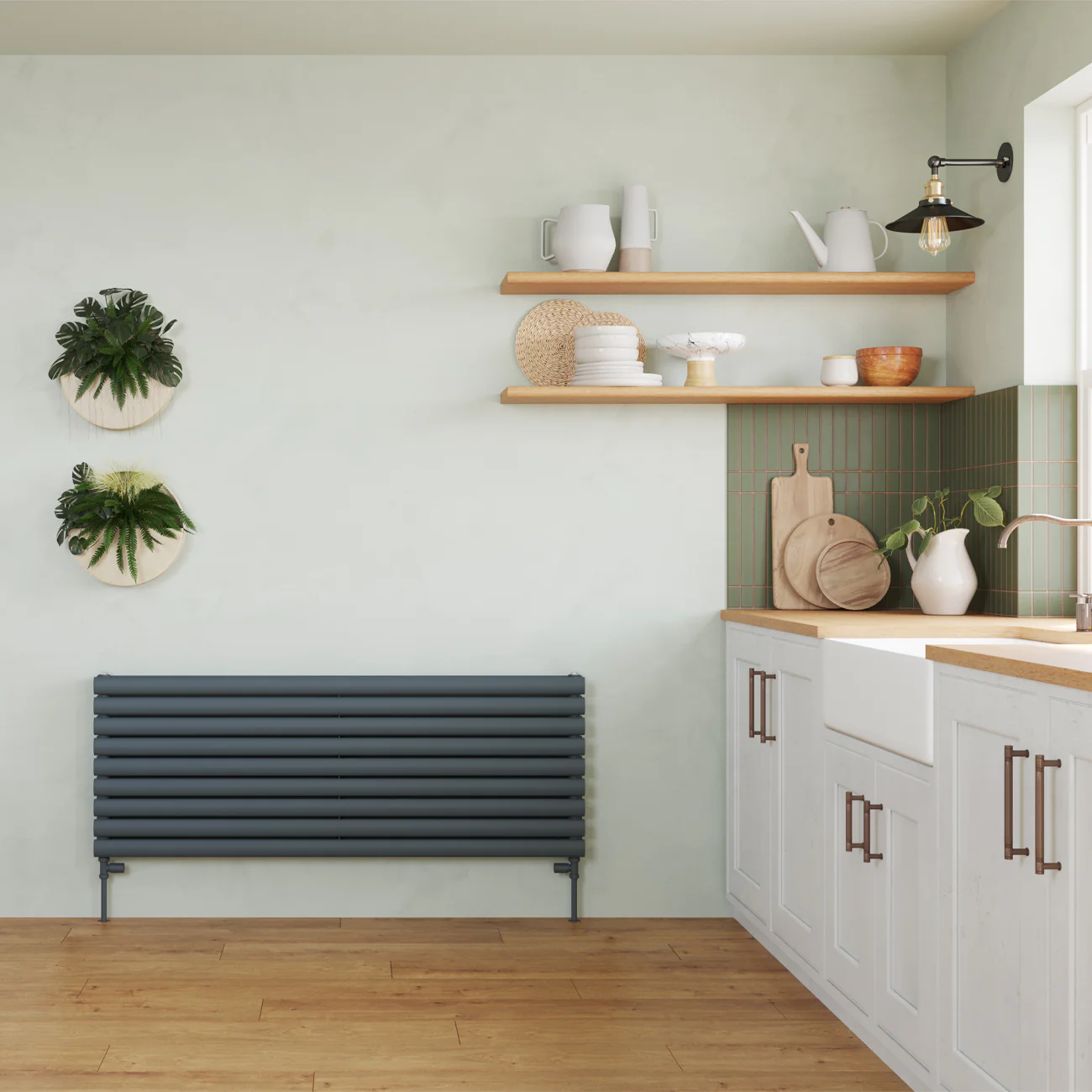 Omeara Axis - Anthracite Horizontal Radiator H522mm x W1400mm Double Panel - Image 2