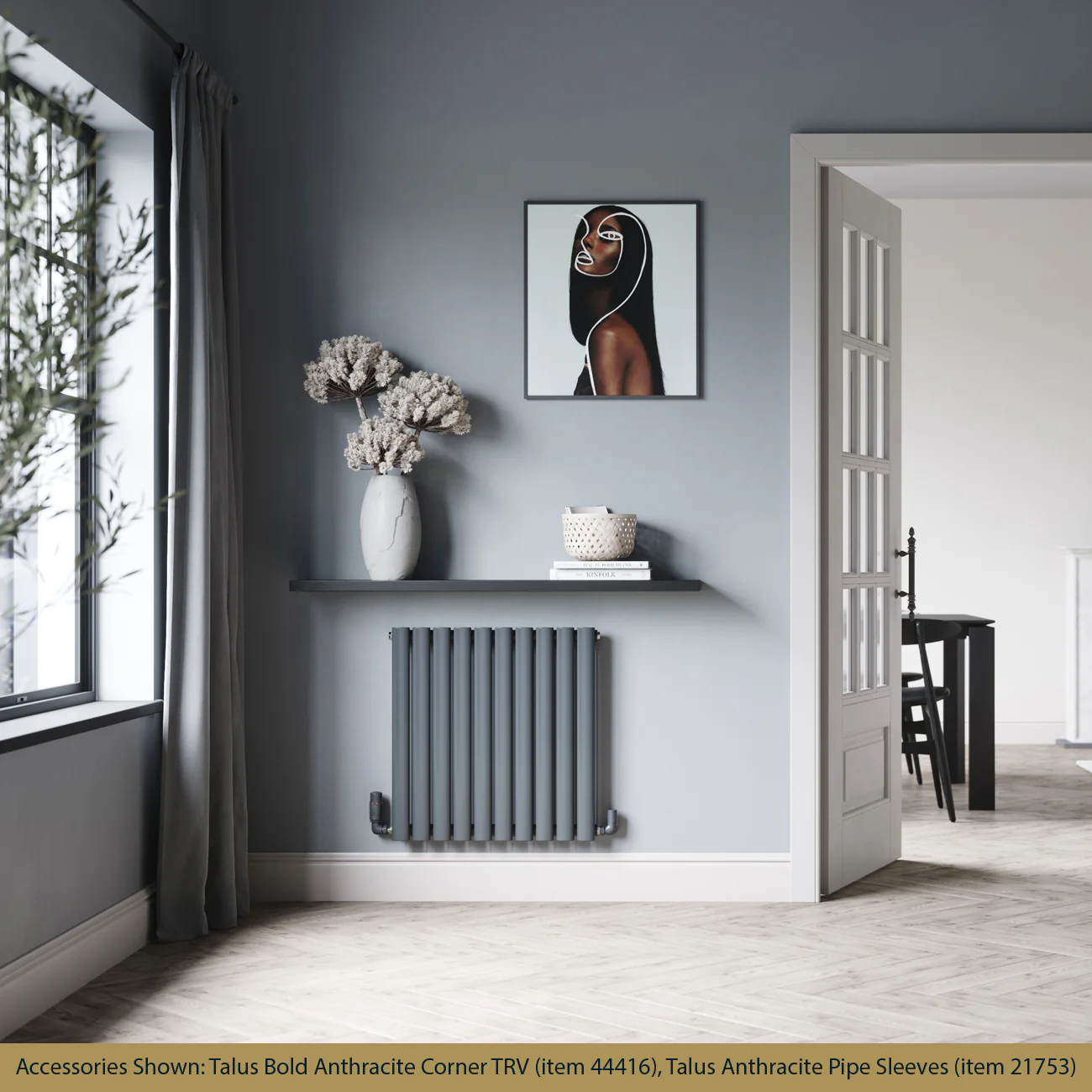 Omeara - Anthracite Horizontal Radiator H600mm x W580mm Single Panel - Image 2
