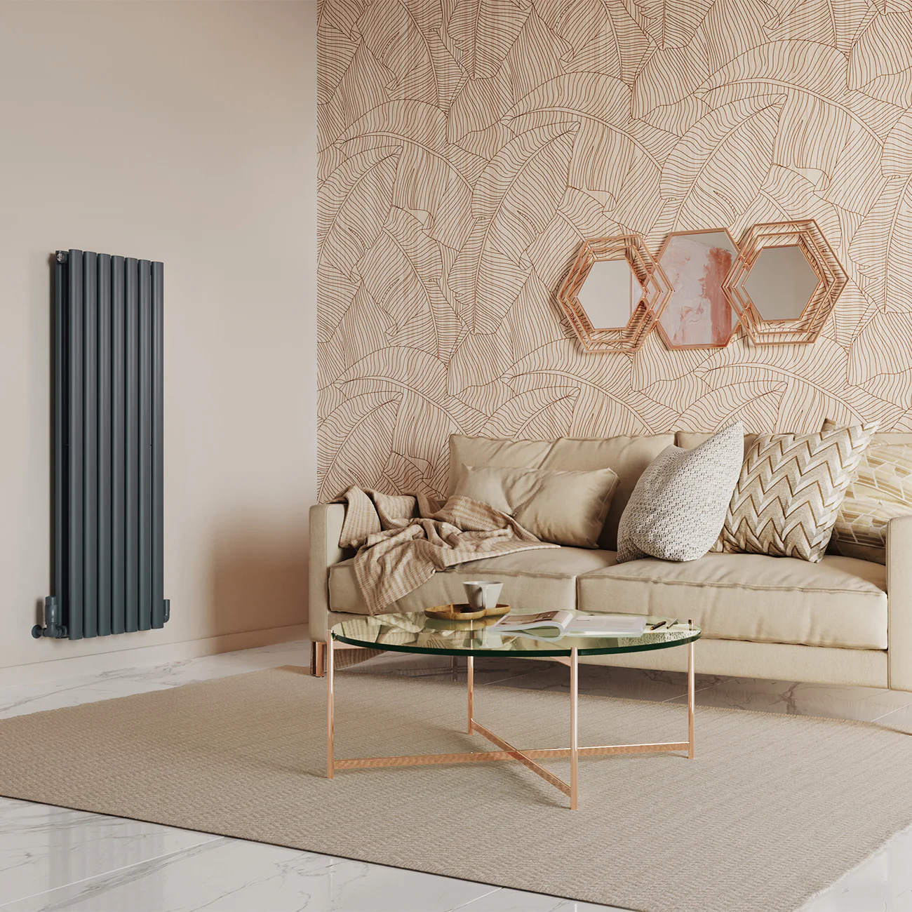Omeara - Anthracite Vertical Radiator H1200mm x W406mm Double Panel - Image 2