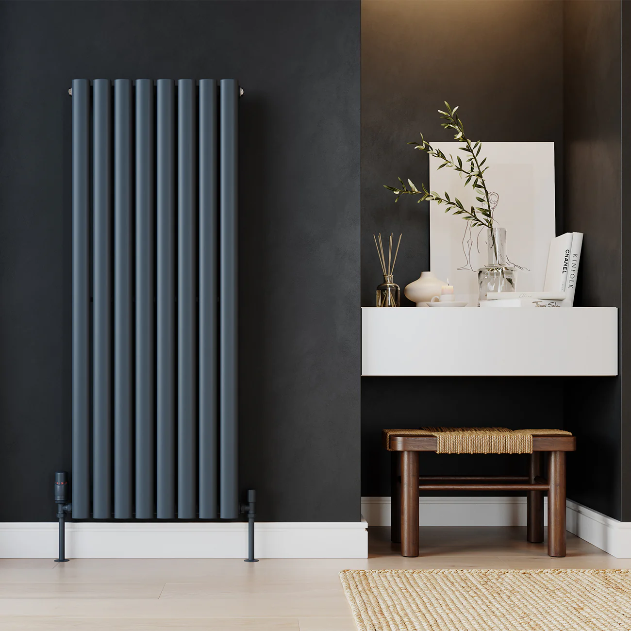 Omeara - Anthracite Vertical Radiator H1200mm x W464mm Single Panel - Image 2