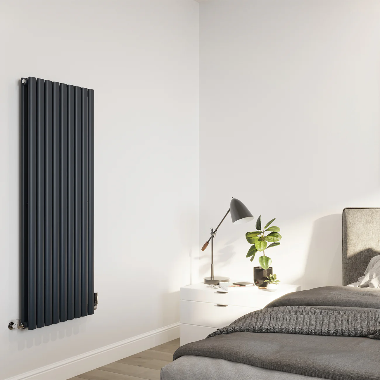 Omeara - Anthracite Vertical Radiator H1400mm x W522mm Double Panel - Image 2