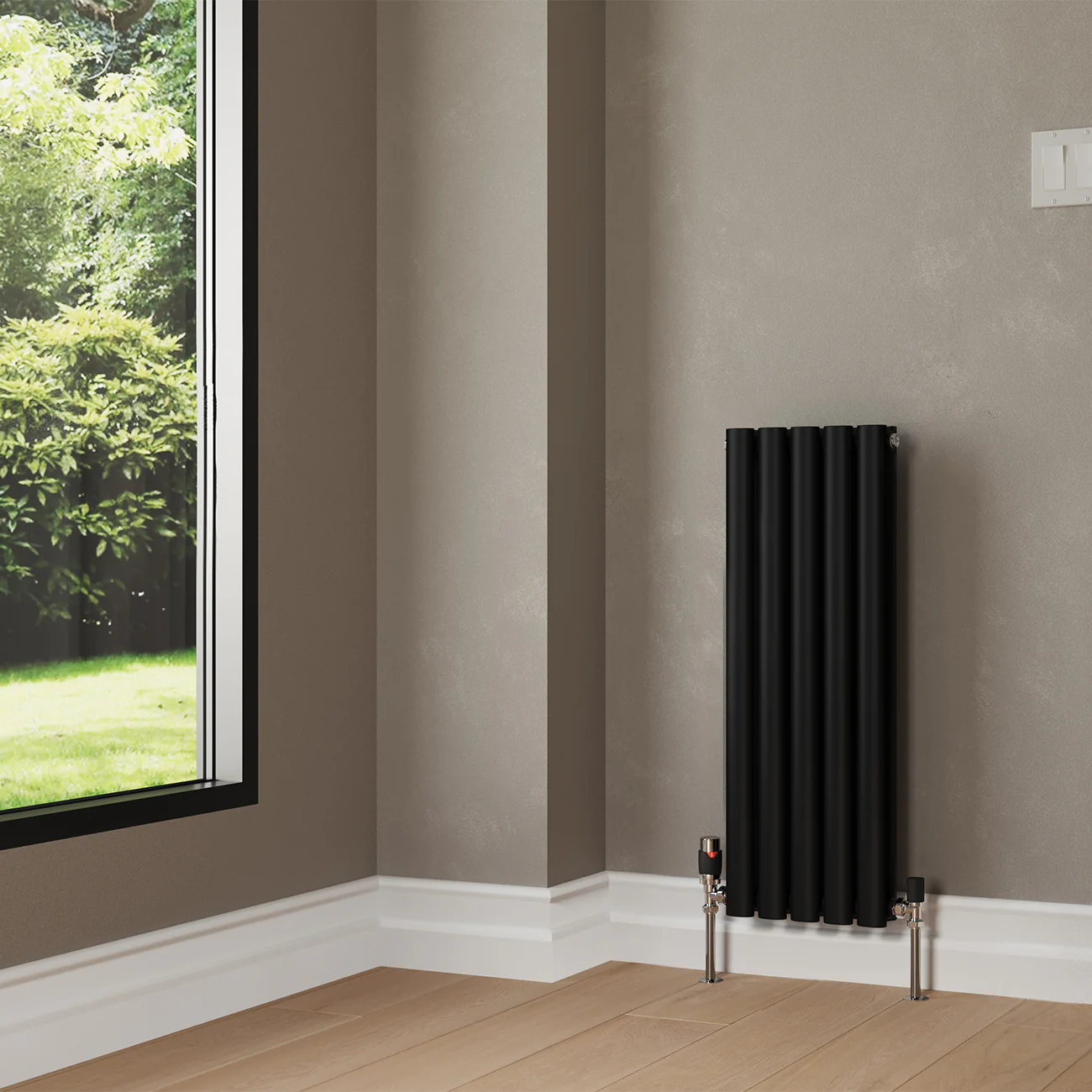 Omeara - Black Designer Radiator H800mm x W290mm Double Panel - Image 2