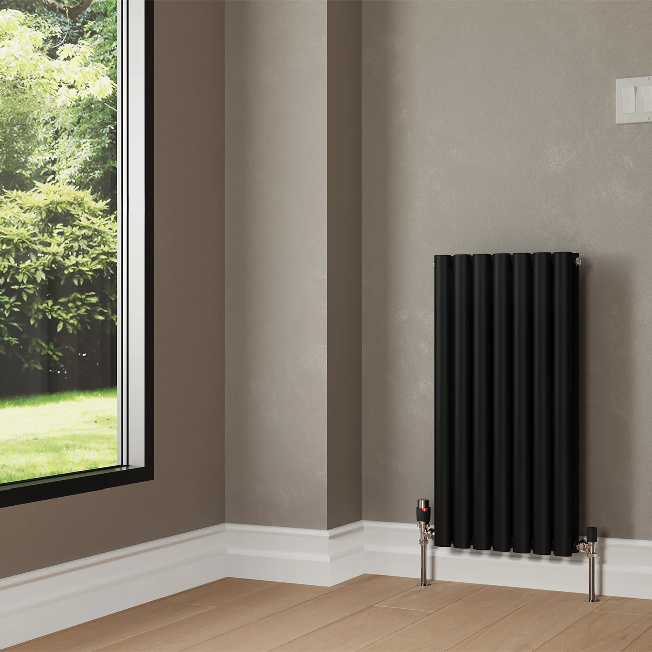 Omeara - Black Designer Radiator H800mm x W406mm Double Panel - Image 2