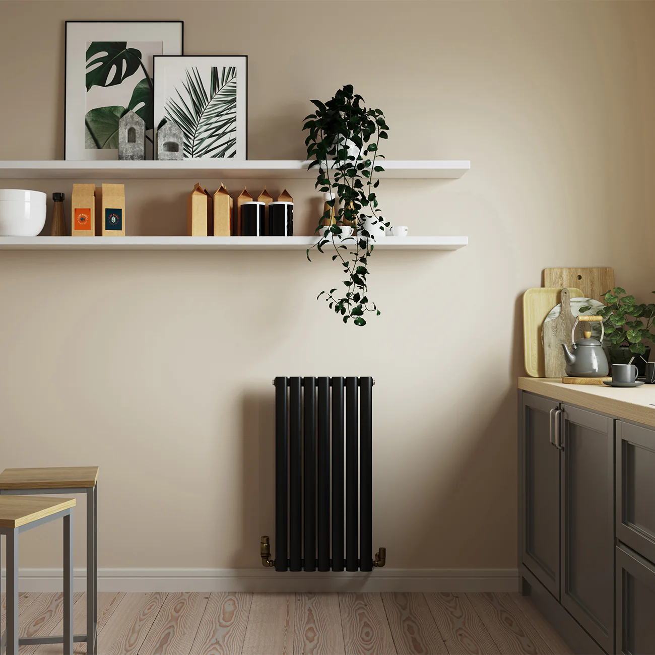 Omeara - Black Designer Radiator H800mm x W406mm Single Panel - Image 2