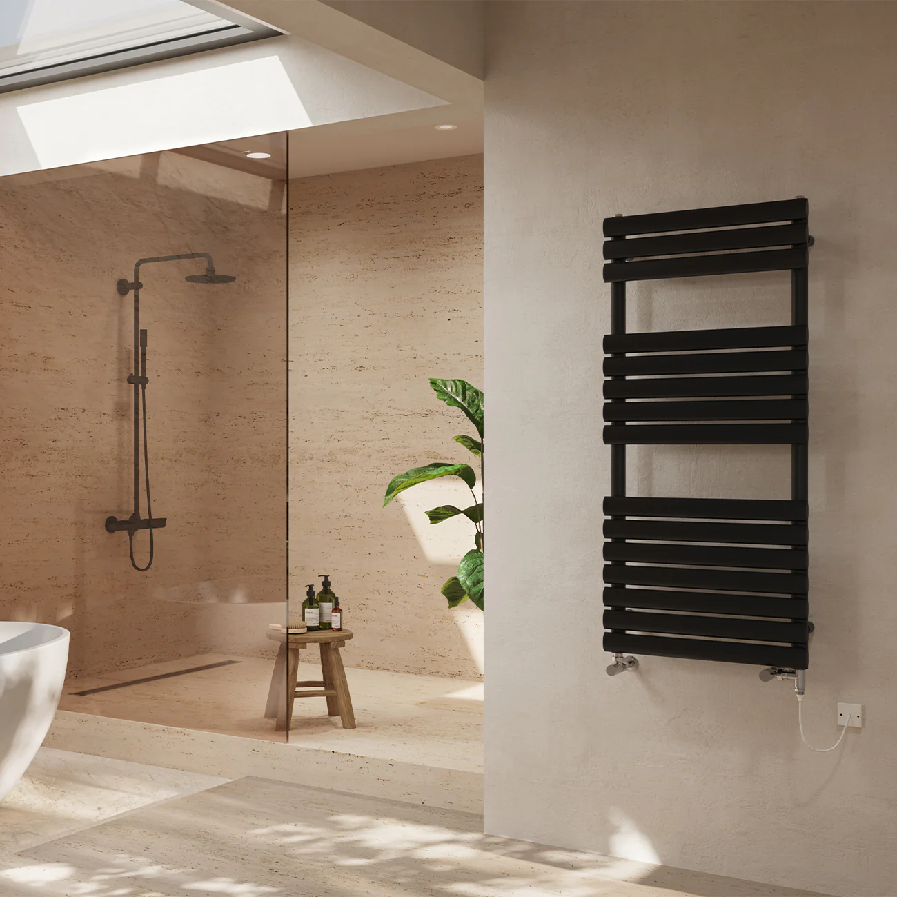 Omeara - Black Dual Fuel Towel Rail H1120mm x W500mm Standard - Image 3