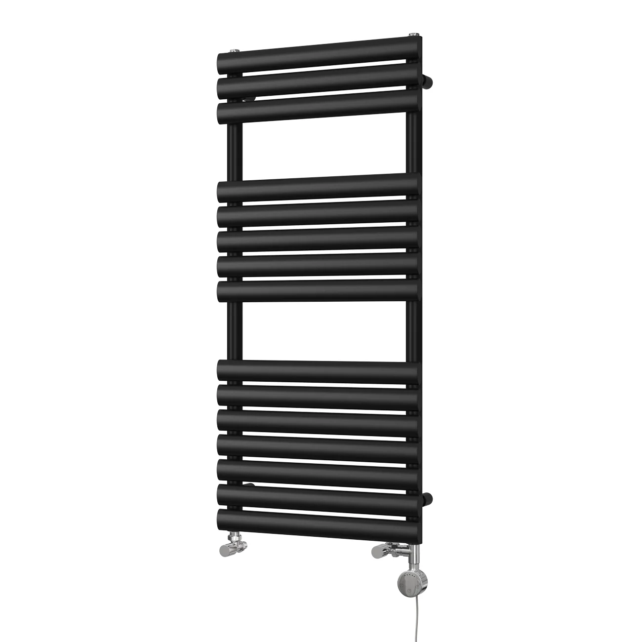 Omeara - Black Dual Fuel Towel Rail H1120mm x W500mm Thermostatic - Image 2