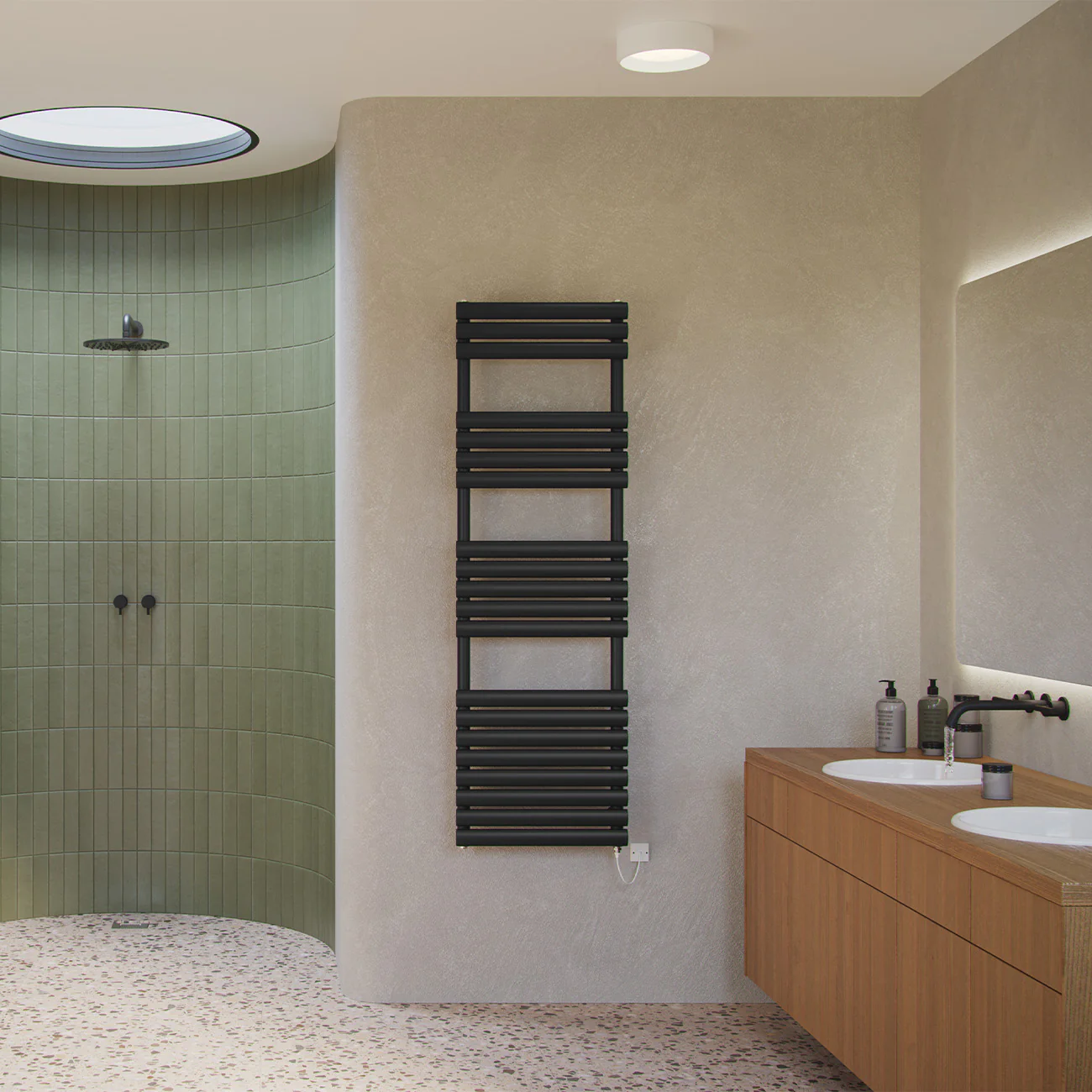 Omeara - Black Electric Towel Rail H1595mm x W500mm 600w Standard - Image 3