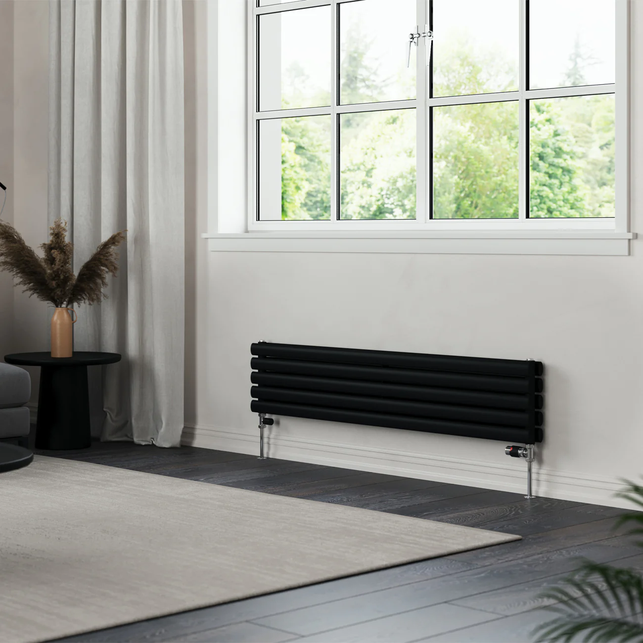Omeara Axis - Black Horizontal Radiator H290mm x W1400mm Double Panel - Image 2
