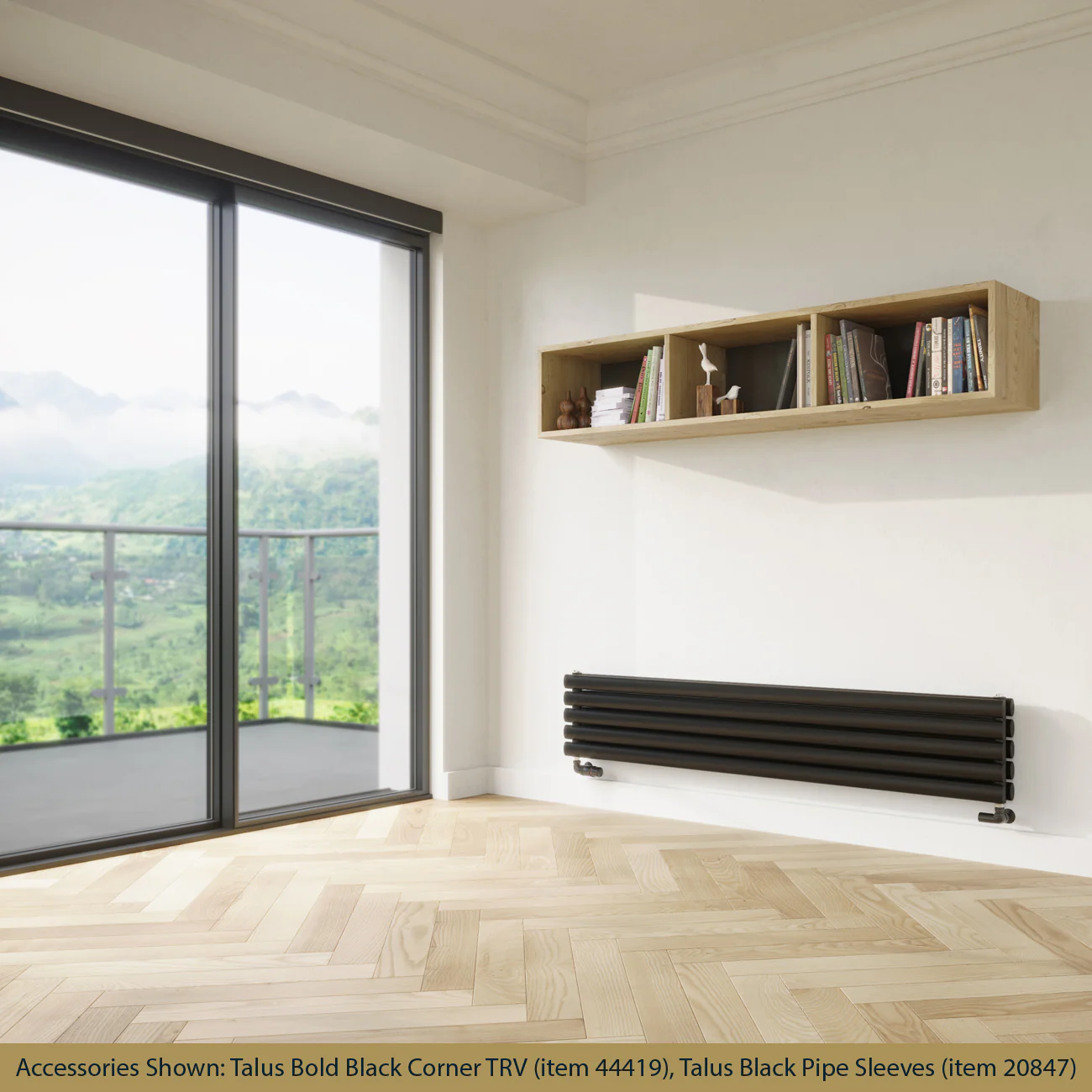 Omeara Axis - Black Horizontal Radiator H290mm x W1600mm Double Panel - Image 2