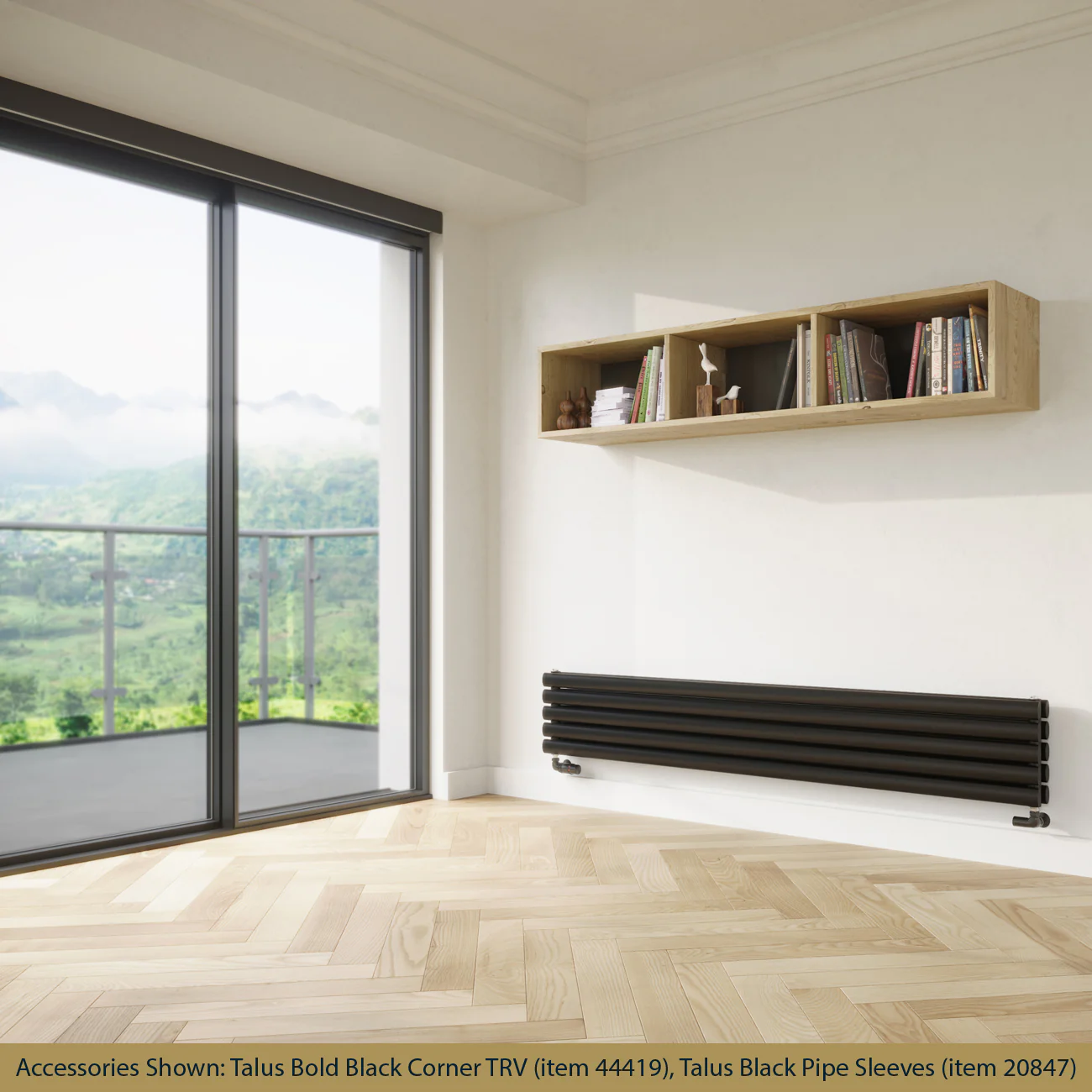 Omeara Axis - Black Horizontal Radiator H290mm x W1800mm Double Panel - Image 2