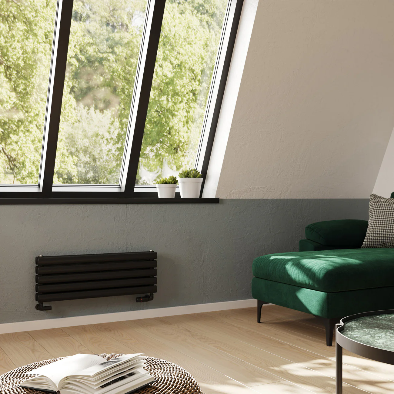 Omeara Axis - Black Horizontal Radiator H290mm x W800mm Double Panel - Image 2