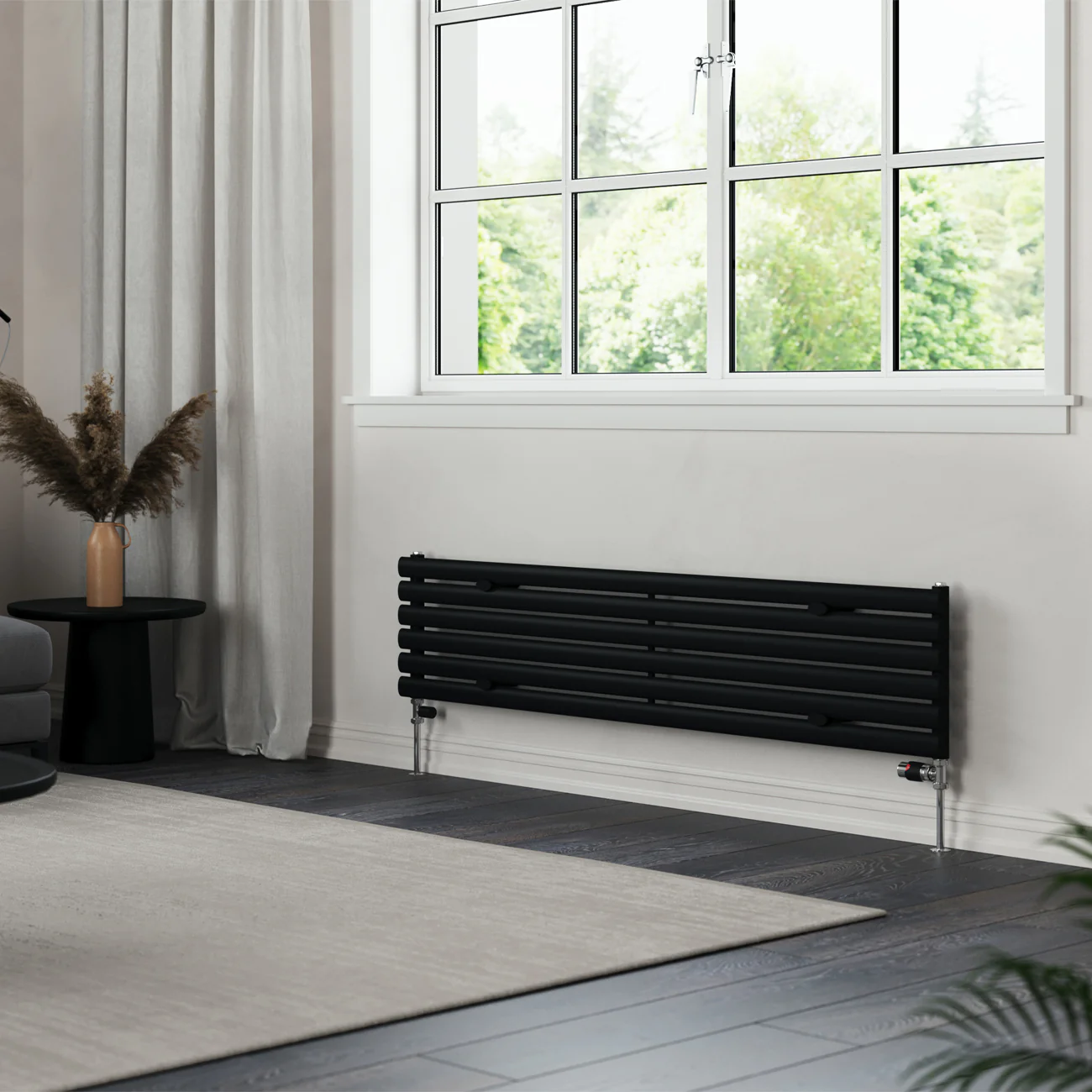 Omeara Axis - Black Horizontal Radiator H348mm x W1600mm Single Panel - Image 2