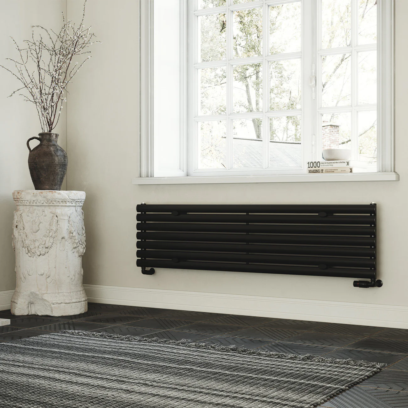 Omeara Axis - Black Horizontal Radiator H406mm x W1600mm Single Panel - Image 2