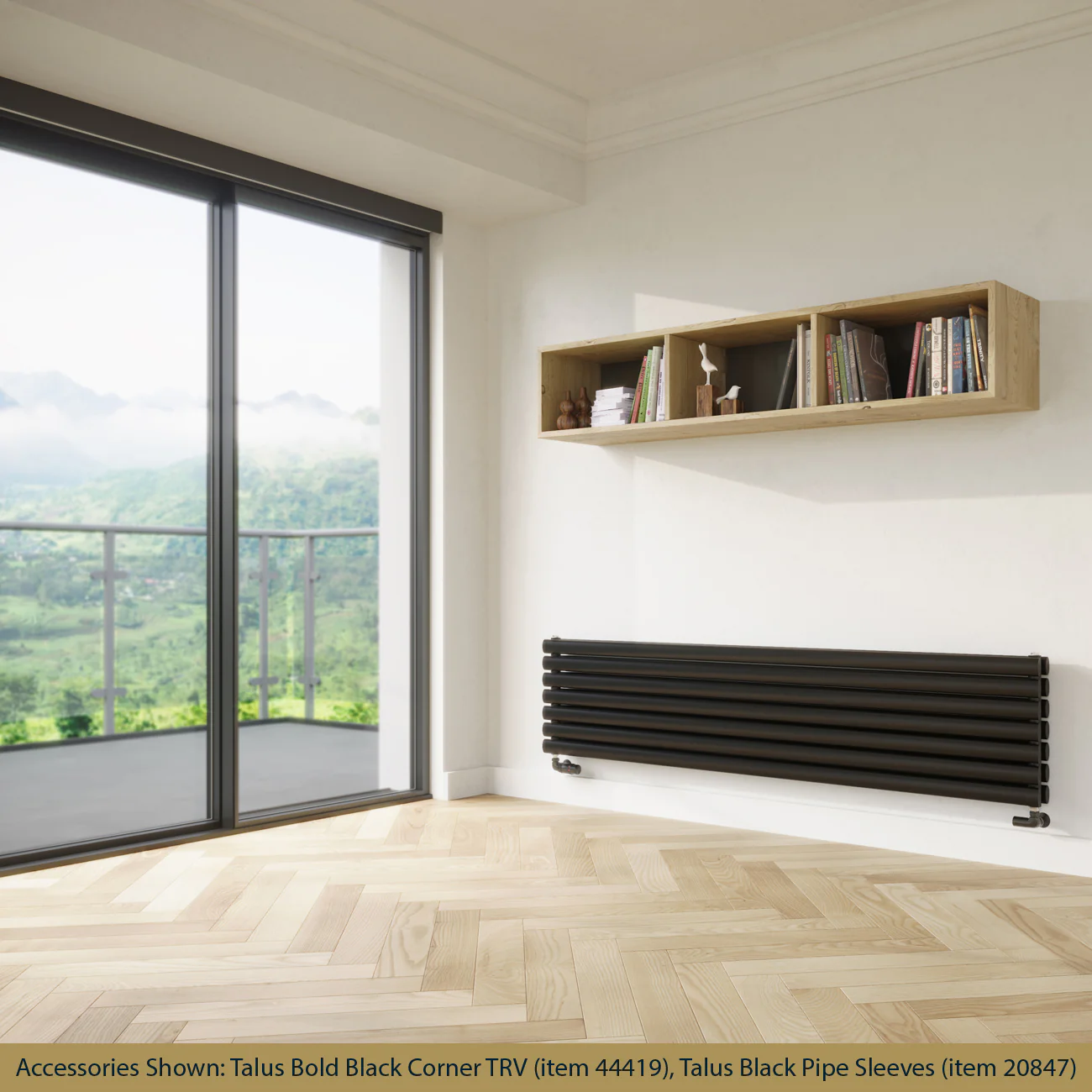 Omeara Axis - Black Horizontal Radiator H406mm x W1800mm Double Panel - Image 2