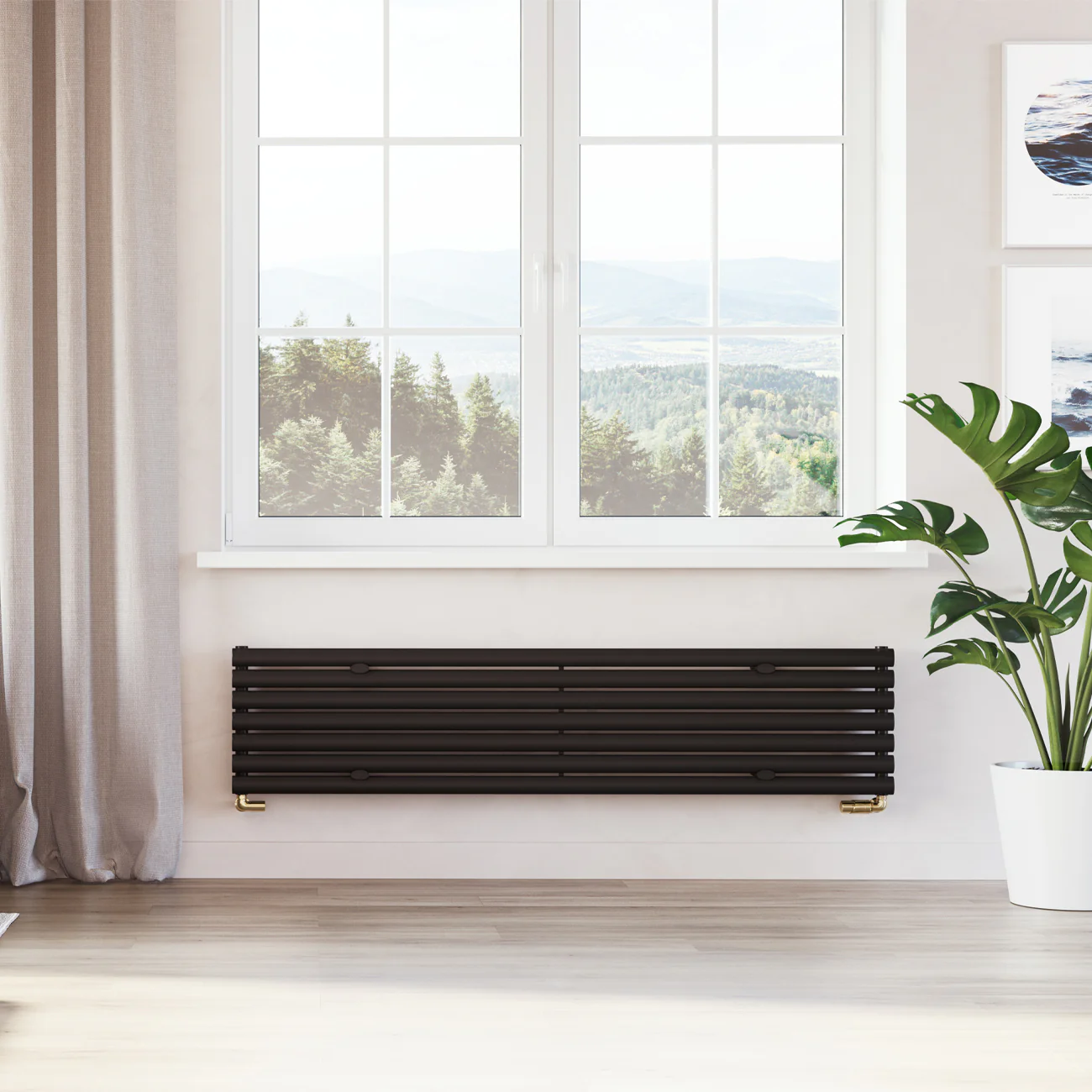 Omeara Axis - Black Horizontal Radiator H406mm x W1800mm Single Panel - Image 2