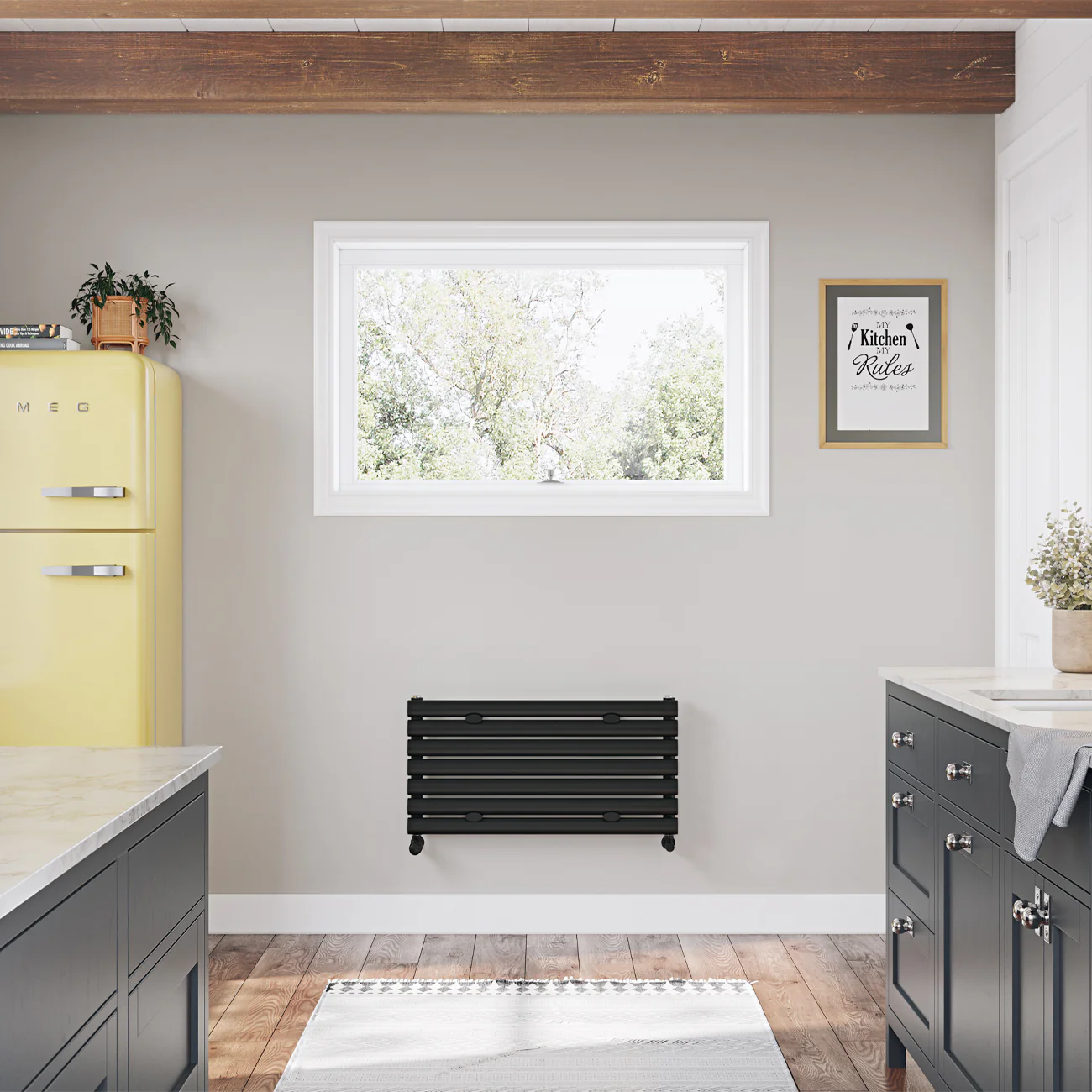 Omeara Axis - Black Horizontal Radiator H406mm x W800mm Single Panel - Image 2