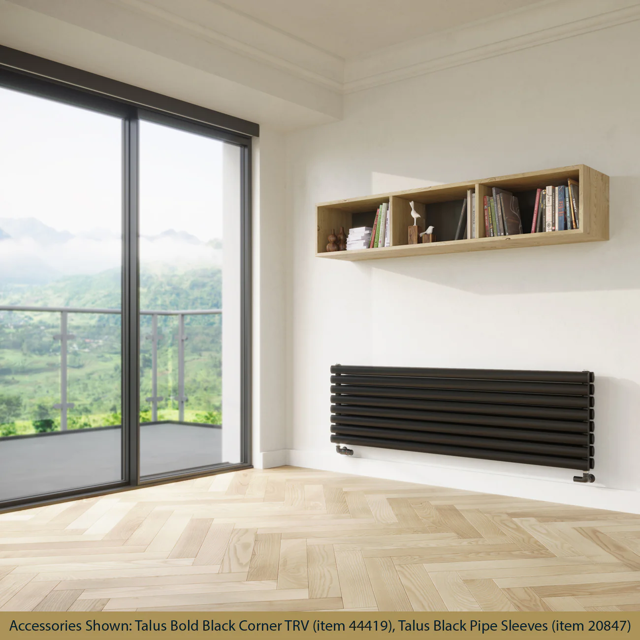 Omeara Axis - Black Horizontal Radiator H464mm x W1600mm Double Panel - Image 2