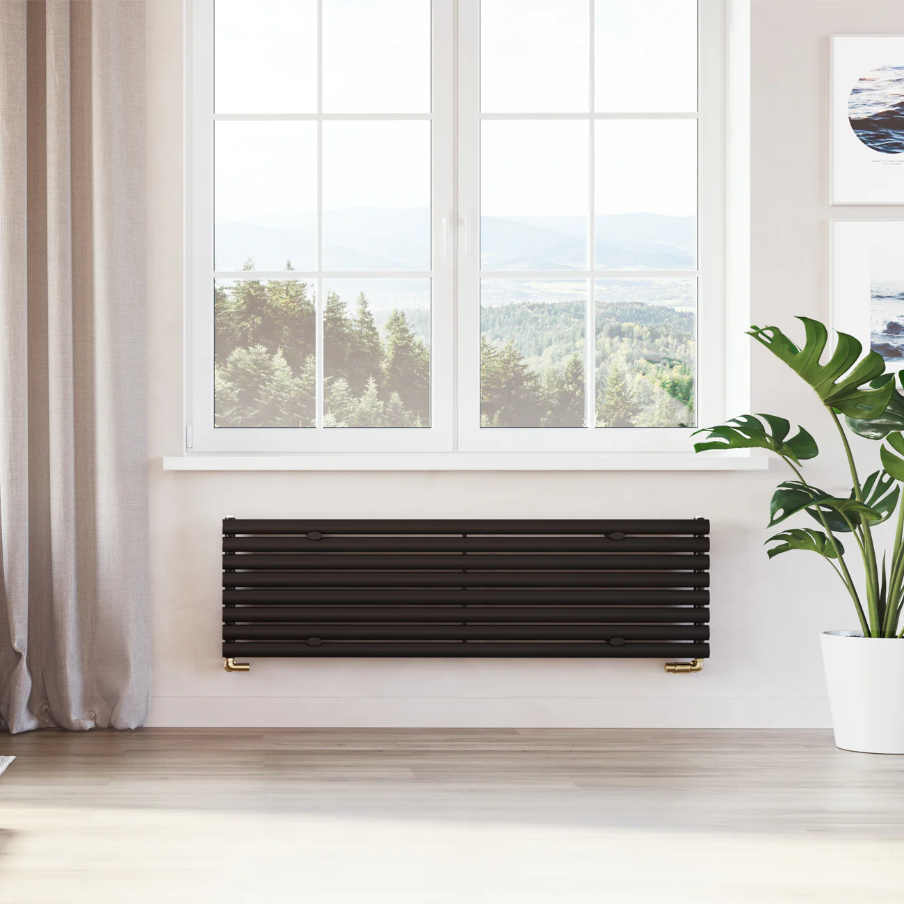 Omeara Axis - Black Horizontal Radiator H464mm x W1600mm Single Panel - Image 2