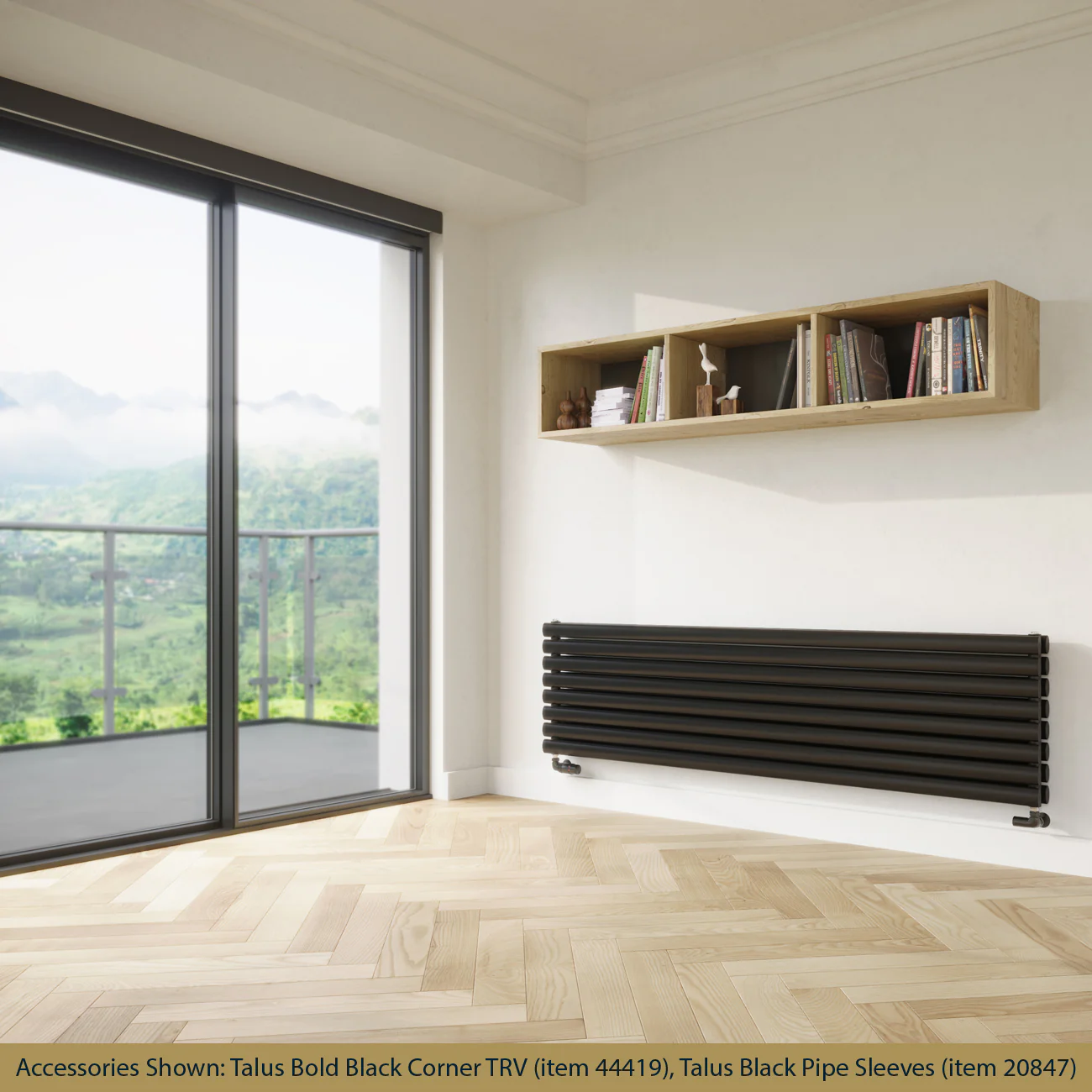 Omeara Axis - Black Horizontal Radiator H464mm x W1800mm Double Panel - Image 2