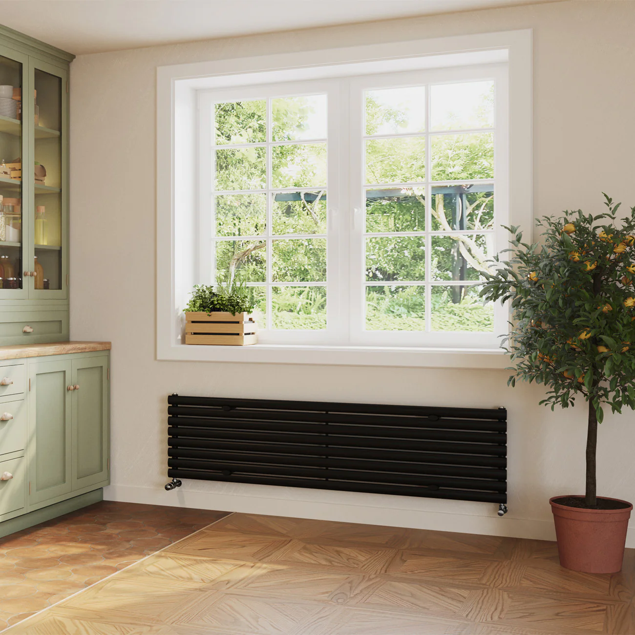Omeara Axis - Black Horizontal Radiator H464mm x W1800mm Single Panel - Image 2