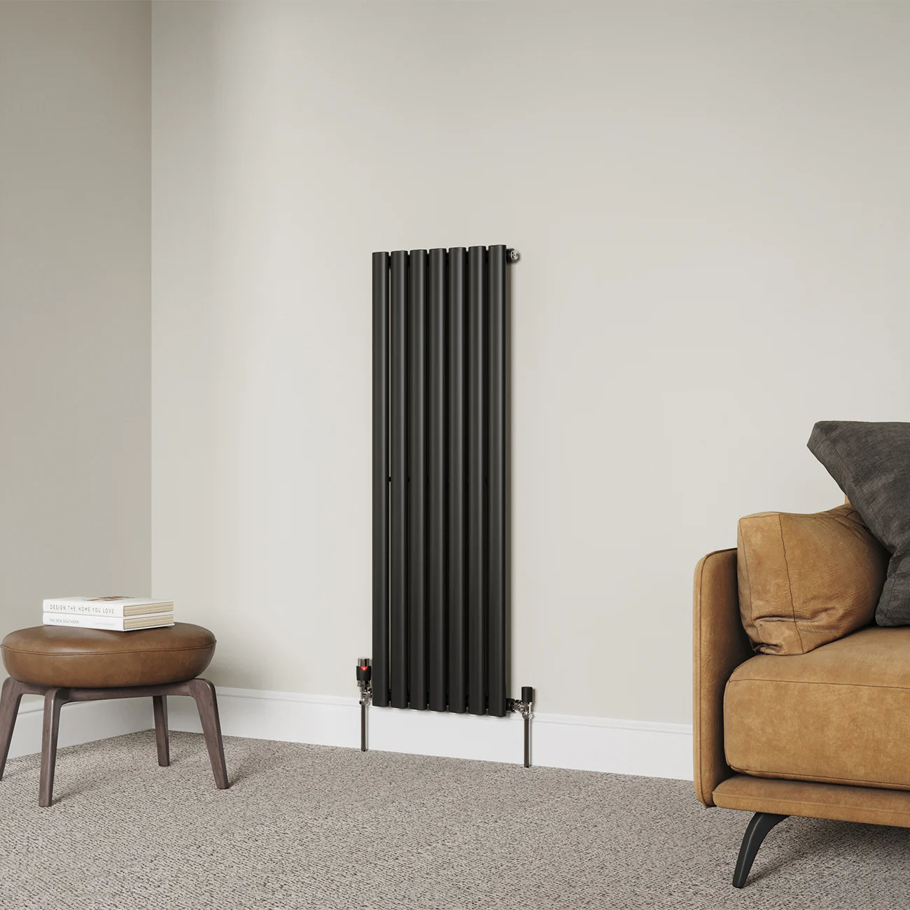 Omeara - Black Vertical Radiator H1200mm x W406mm Single Panel - Image 2