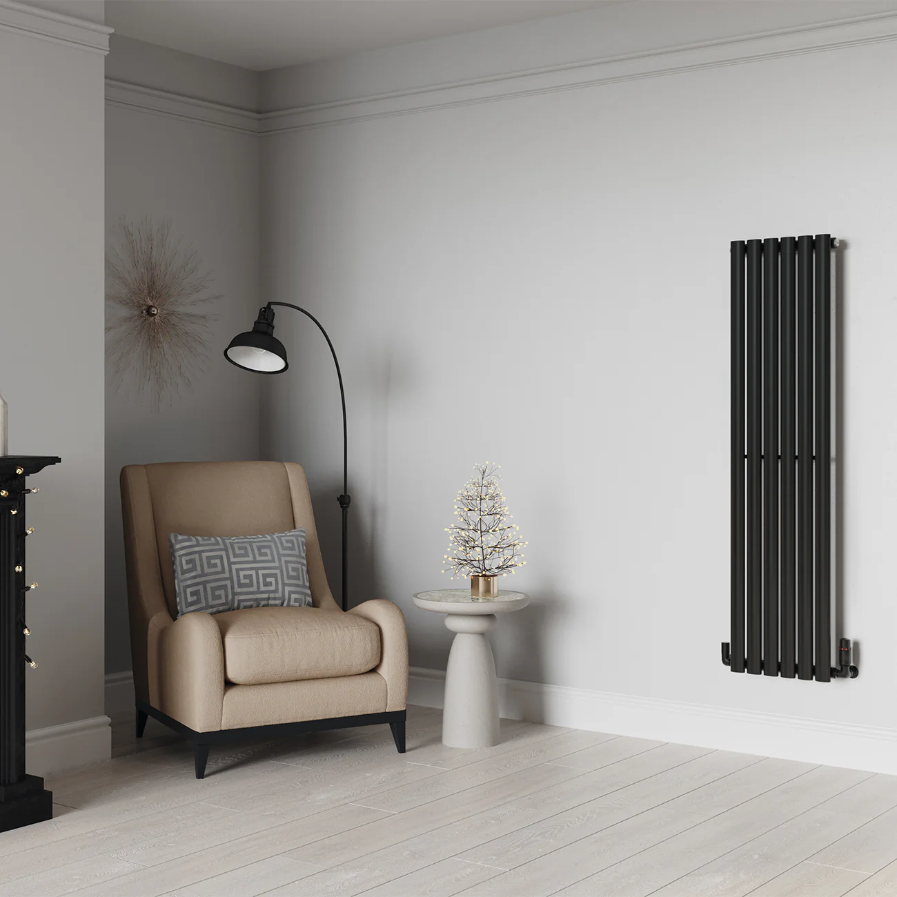 Omeara - Black Vertical Radiator H1400mm x W348mm Single Panel - Image 2