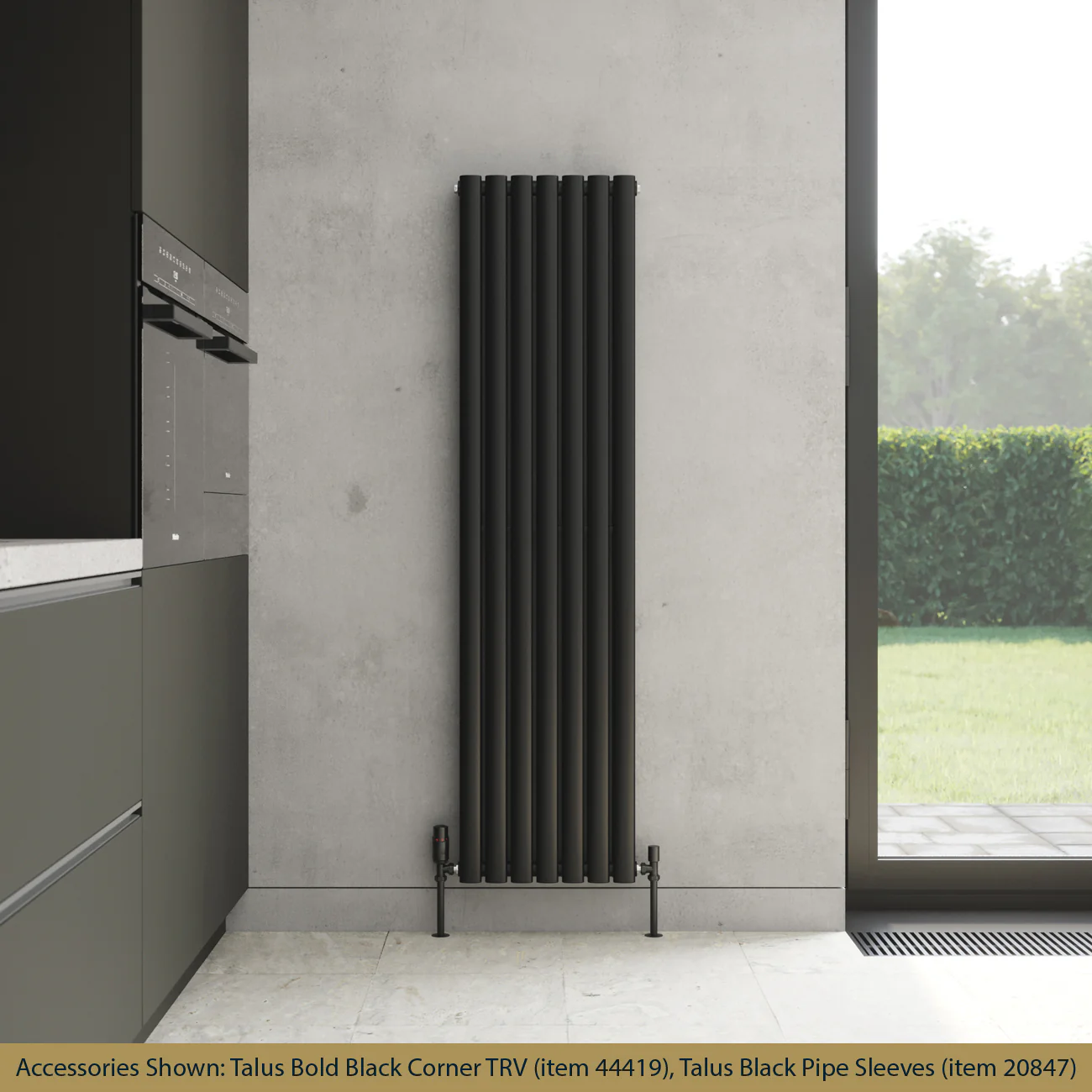 Omeara - Black Vertical Radiator H1600mm x W406mm Double Panel - Image 2