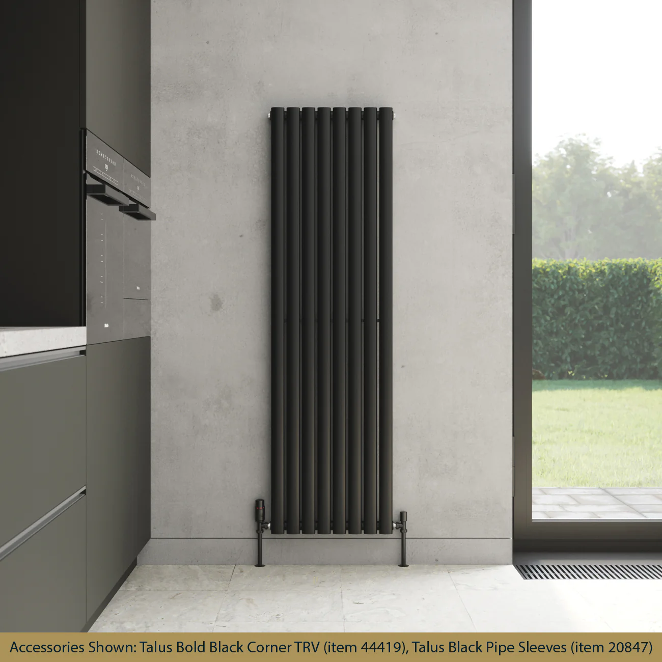 Omeara - Black Vertical Radiator H1600mm x W464mm Single Panel - Image 2