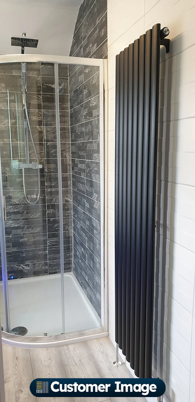 Omeara - Black Vertical Radiator H1600mm x W464mm Single Panel - Image 4