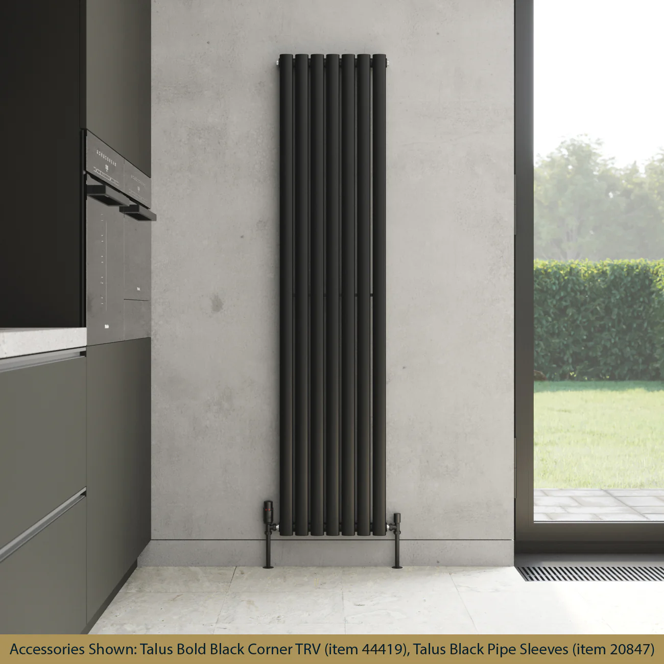 Omeara - Black Vertical Radiator H1800mm x W406mm Single Panel - Image 2