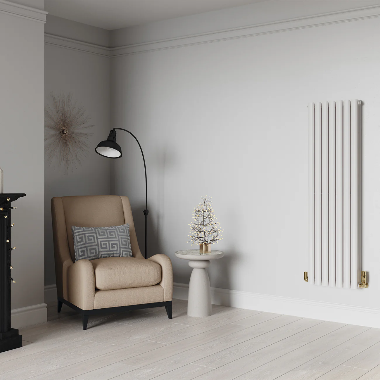 Omeara - White Designer Radiator H1400mm x W406mm Double Panel - Feet Included - Image 2