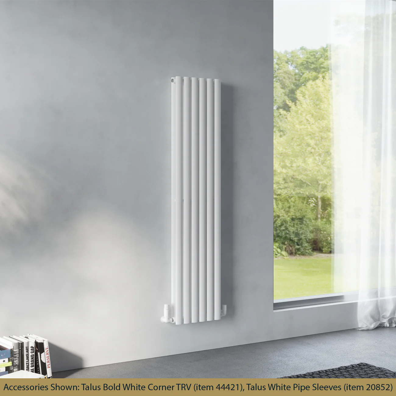 Omeara - White Designer Radiator H1600mm x W348mm Double Panel - Feet Included - Image 2