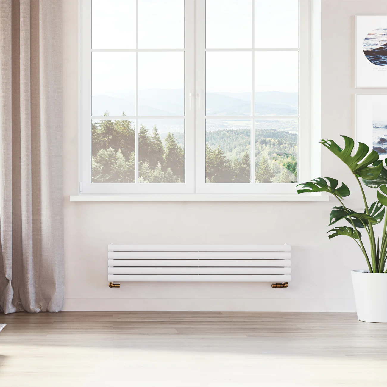 Omeara Axis - White Horizontal Radiator H290mm x W1400mm Double Panel - Image 2