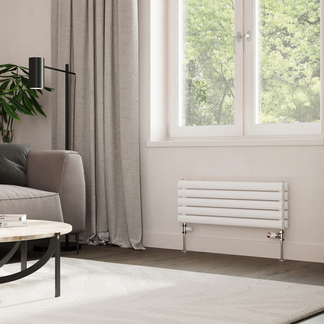 Omeara Axis - White Horizontal Radiator H290mm x W800mm Double Panel - Image 2