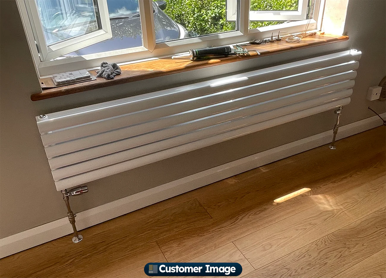 Omeara Axis - White Horizontal Radiator H348mm x W1800mm Double Panel - Image 4