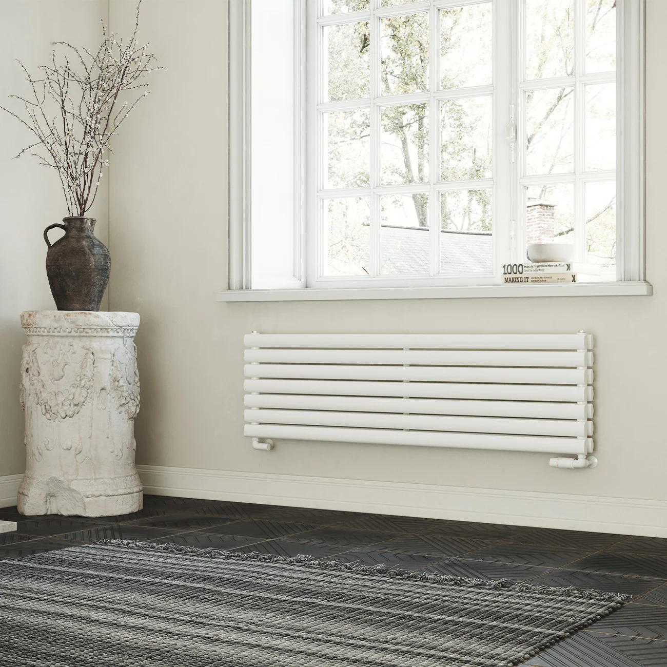 Omeara Axis - White Horizontal Radiator H406mm x W1400mm Double Panel - Image 2