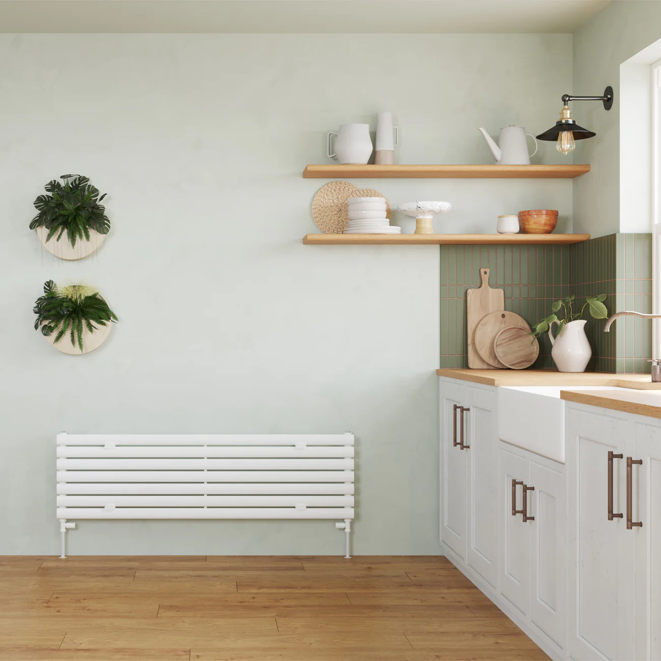 Omeara Axis - White Horizontal Radiator H406mm x W1400mm Single Panel - Image 2
