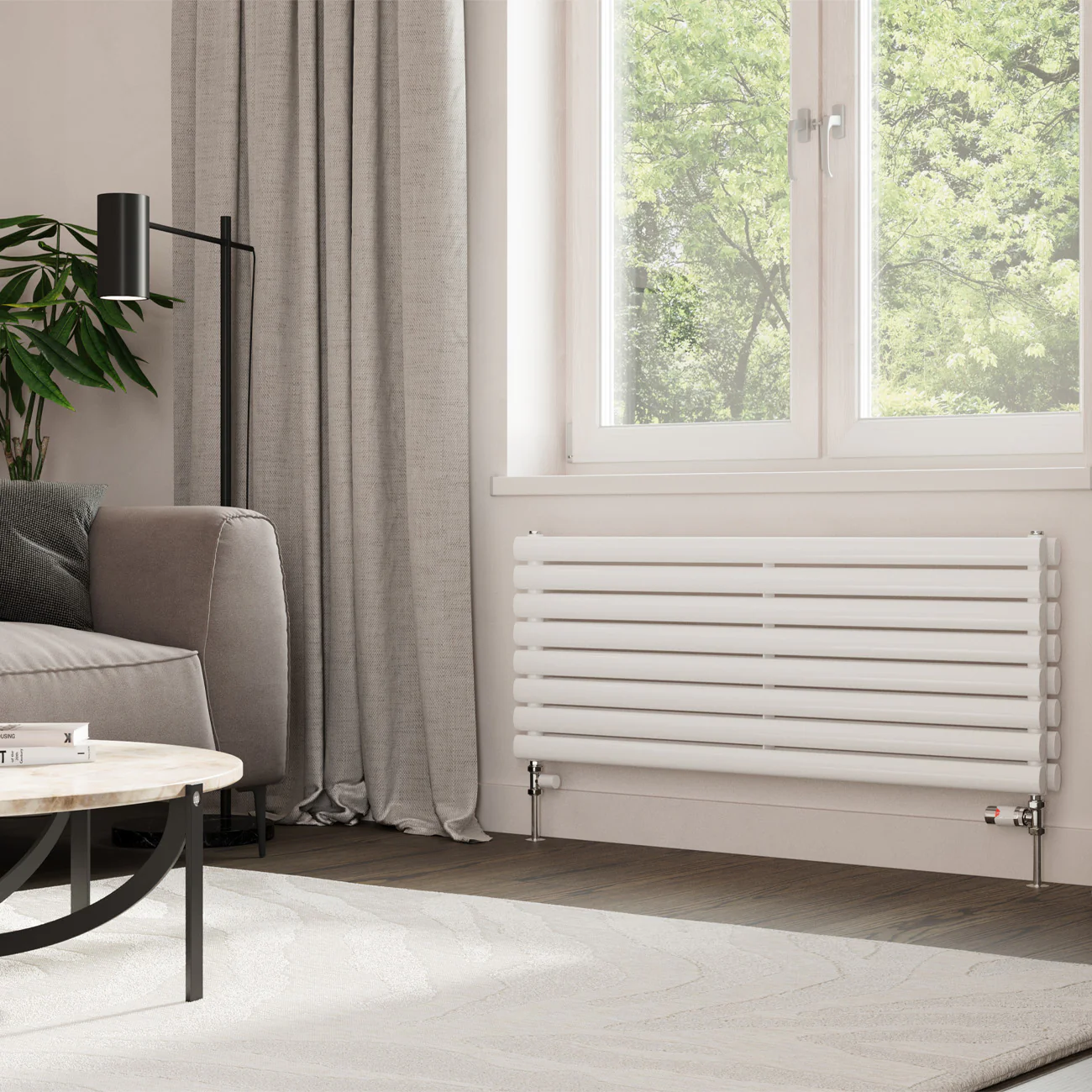 Omeara Axis - White Horizontal Radiator H464mm x W1200mm Double Panel - Image 2