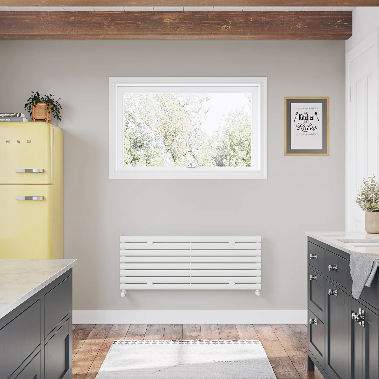 Omeara Axis - White Horizontal Radiator H464mm x W1200mm Single Panel - Image 2