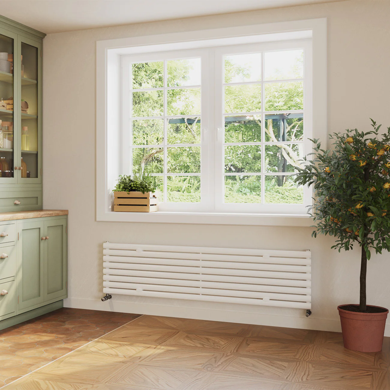 Omeara Axis - White Horizontal Radiator H464mm x W1800mm Single Panel - Image 2