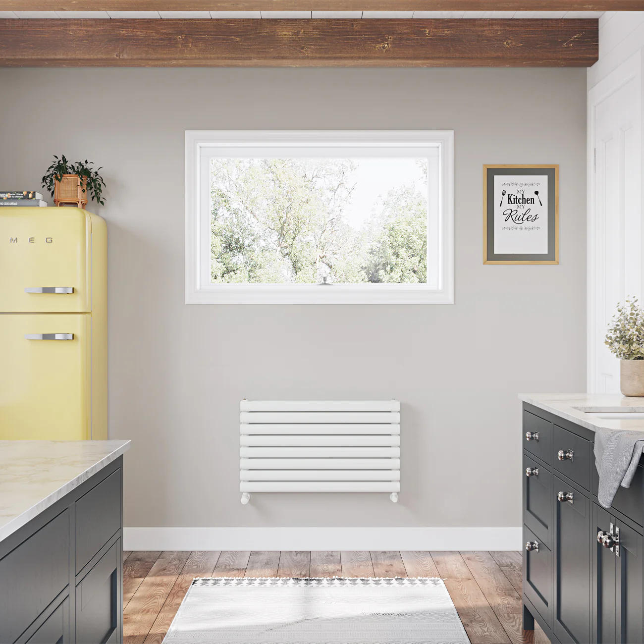 Omeara Axis - White Horizontal Radiator H464mm x W800mm Double Panel - Image 2