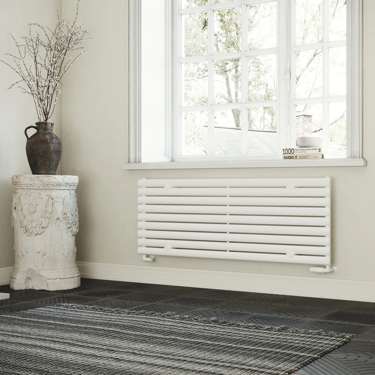 Omeara Axis - White Horizontal Radiator H522mm x W1400mm Single Panel - Image 2
