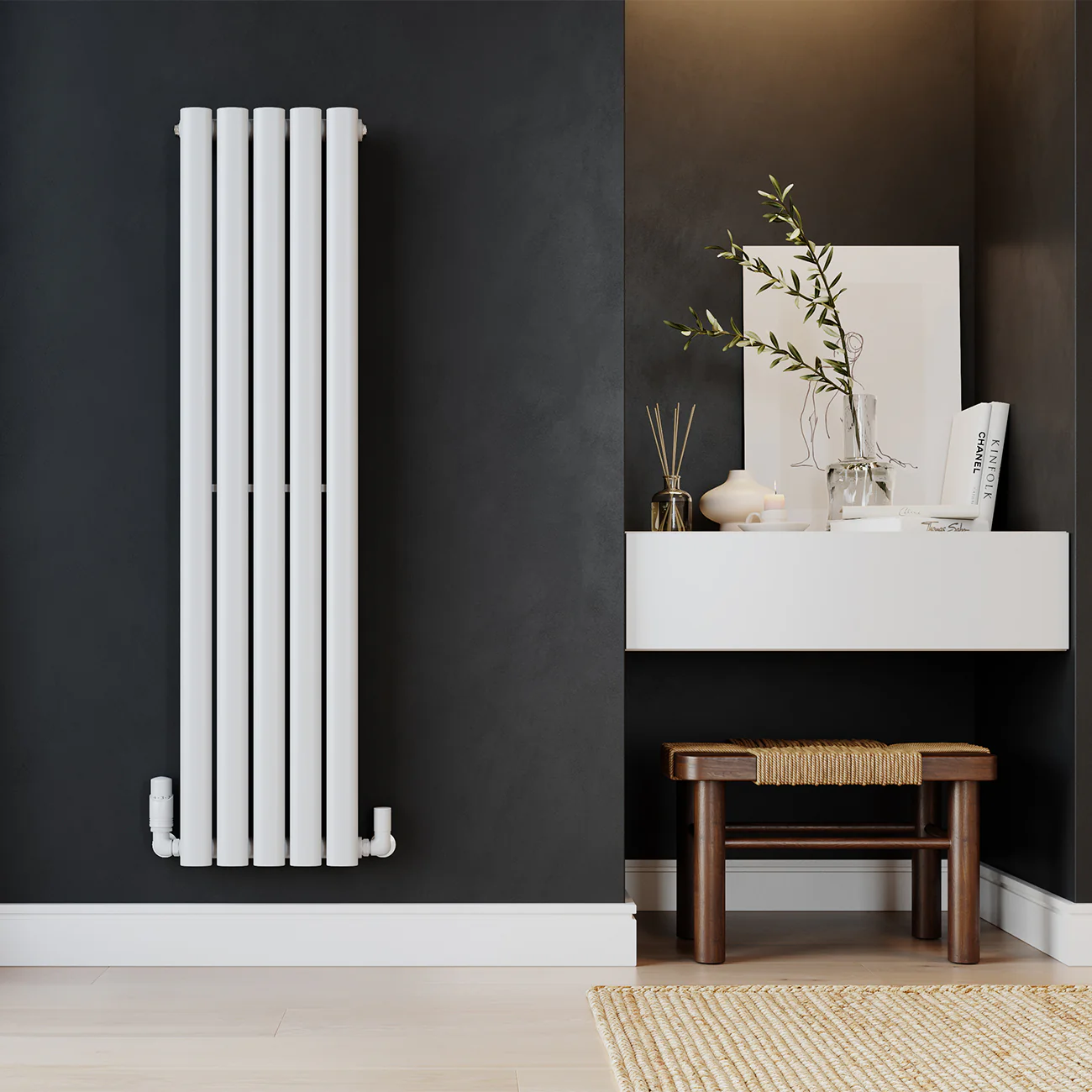 Omeara - White Vertical Radiator H1200mm x W290mm Single Panel - Image 2