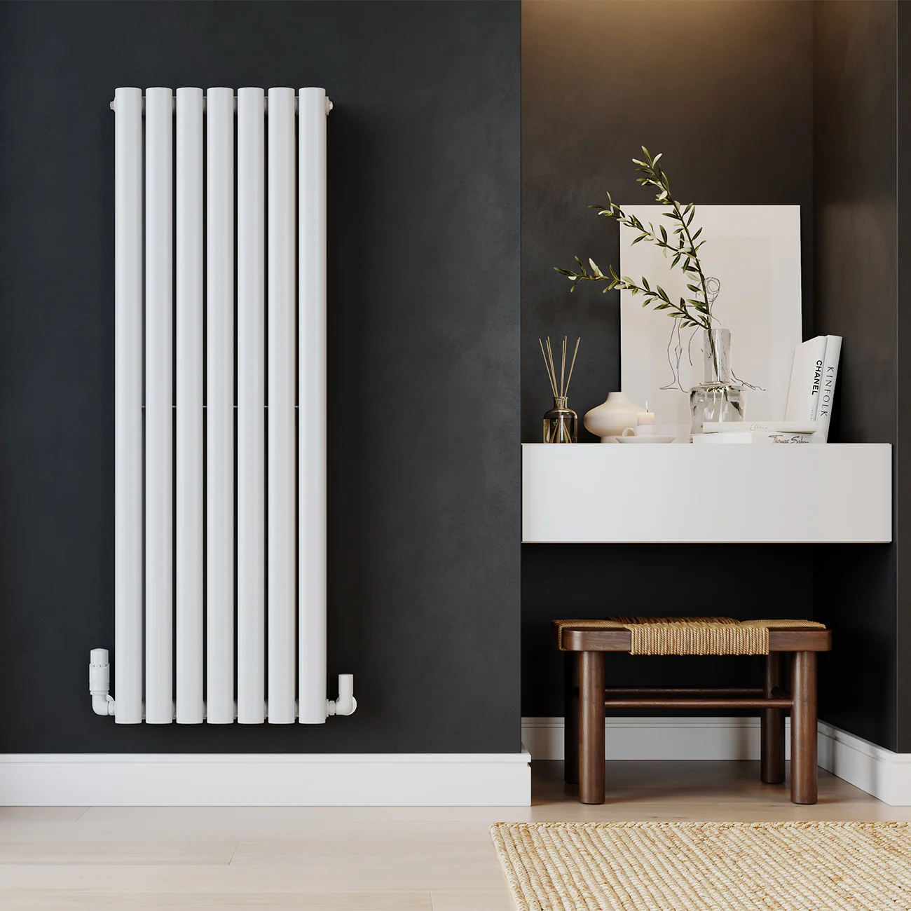 Omeara - White Vertical Radiator H1200mm x W406mm Double Panel - Image 2