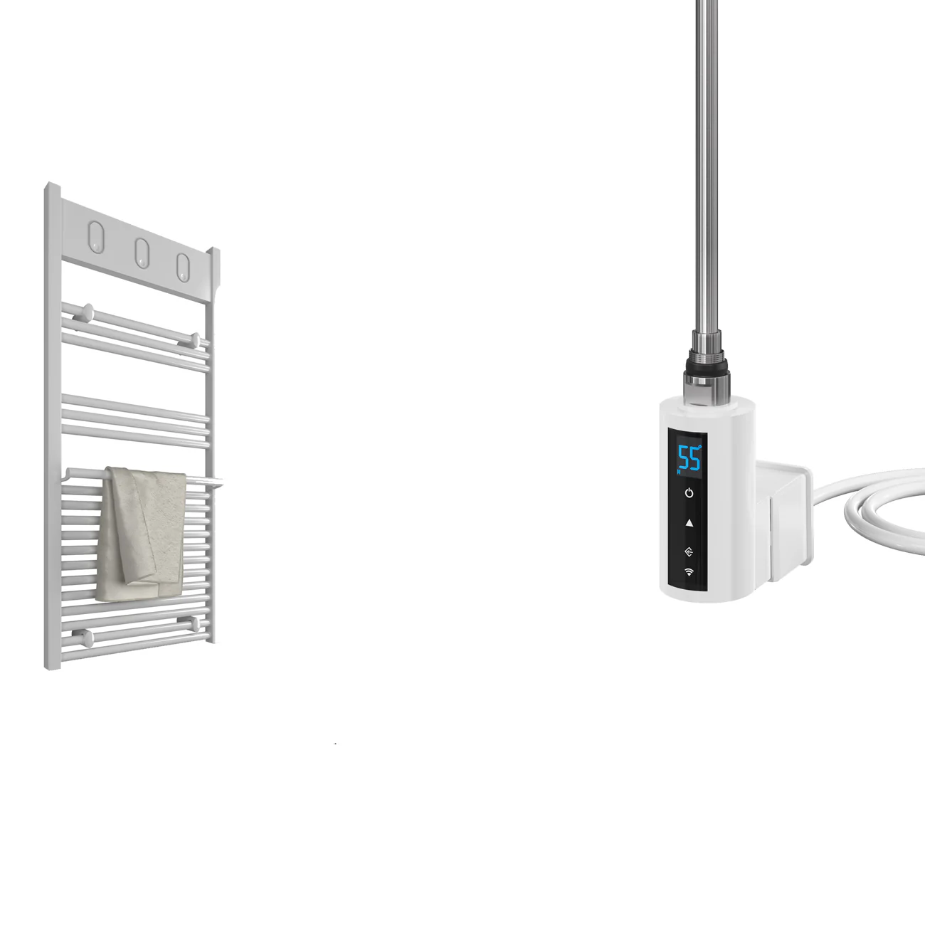 Orvieto - White Electric Towel Rail - H1030mm x W500mm - Straight 600ww Thermostatic WIFI