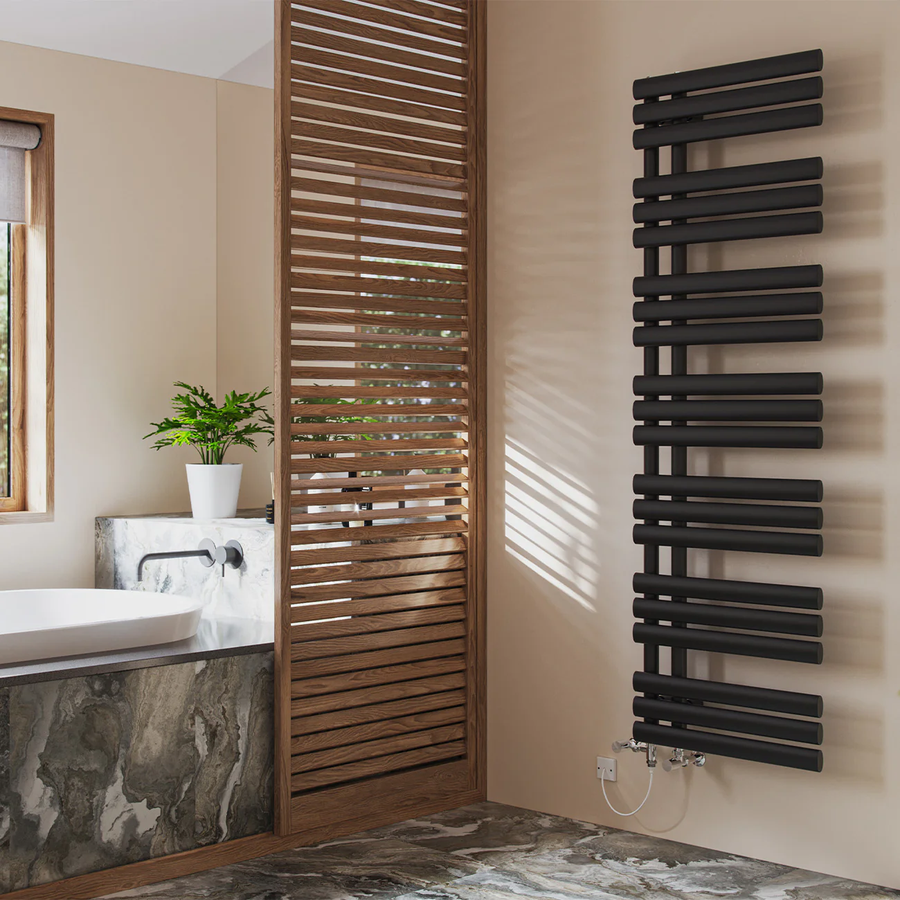 Percival - Black Dual Fuel Towel Rail H1592mm x W500mm Standard - Image 3