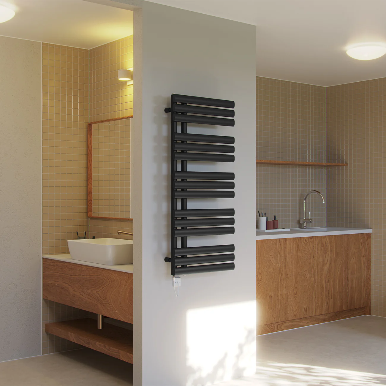 Percival - Black Electric Towel Rail H1120mm x W500mm 500w Standard - Image 3