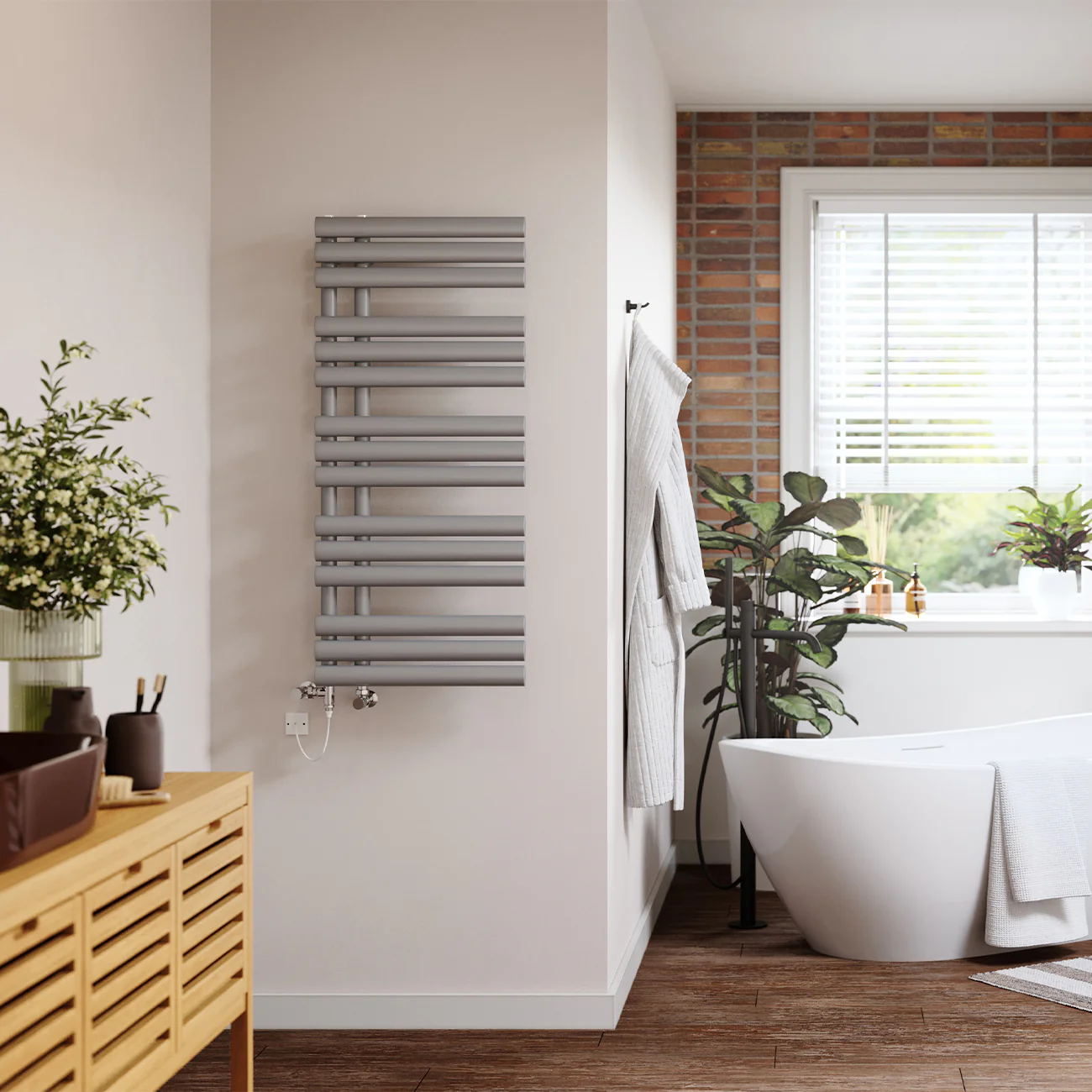 Percival - Silver Dual Fuel Towel Rail H1120mm x W500mm Standard - Image 3