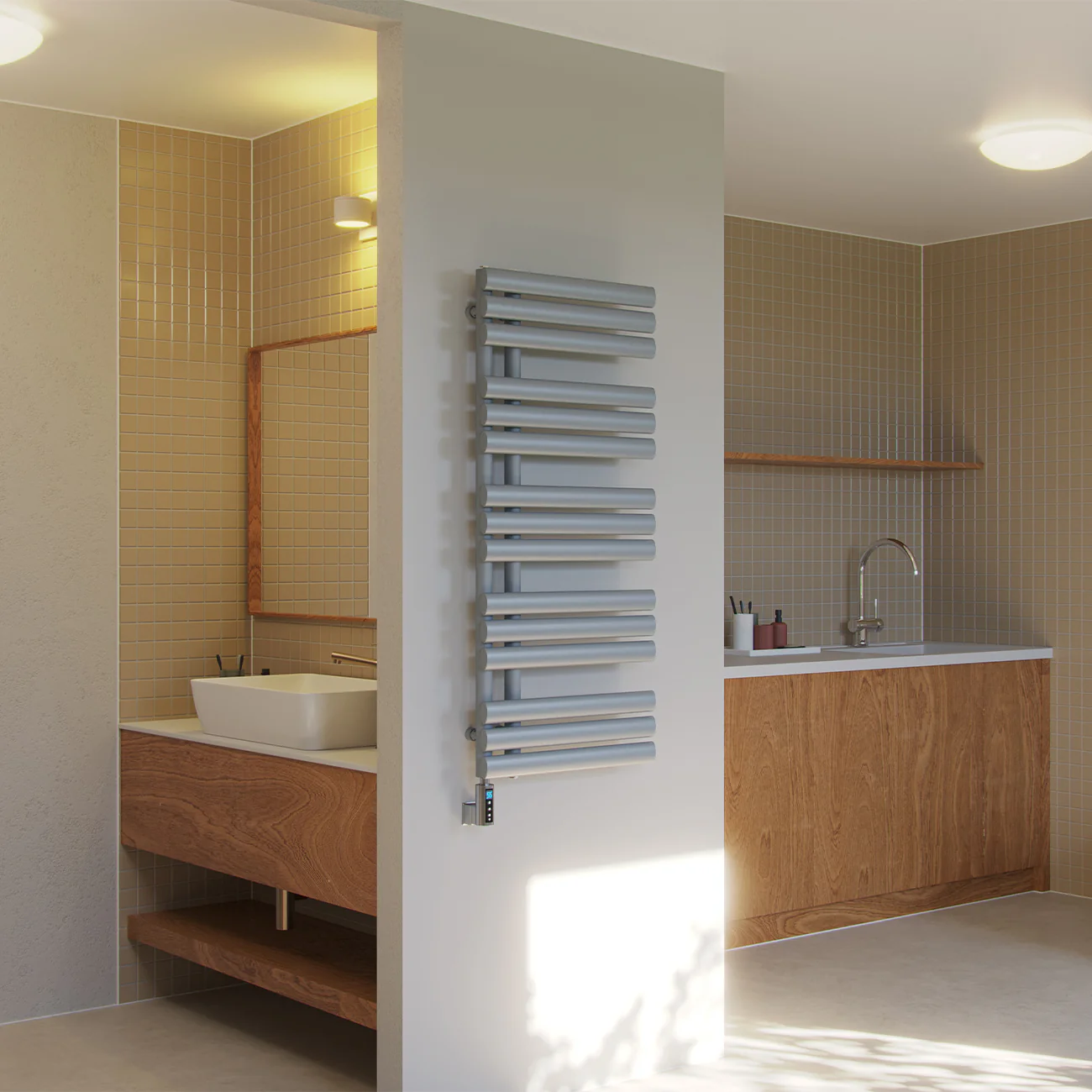 Percival - Silver Electric Towel Rail H1120mm x W500mm 500w Thermostatic WIFI - Image 3